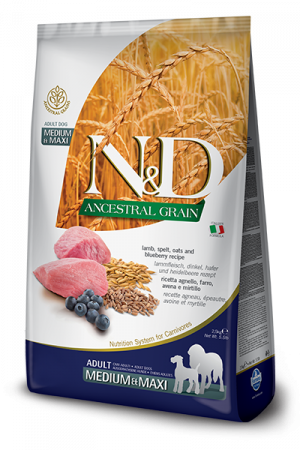 Farmina N&D DOG ANCESTRAL GRAIN LAMB BLUEBERRY ADULT MEDIUM MAXI 12kg