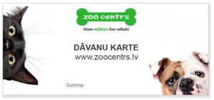 Dāvanu karte pēc individuālas vērtības pirkumiem e-veikalā www.zoocentrs.lv