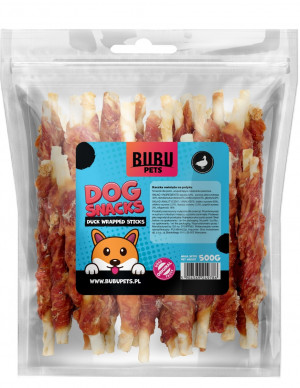 BUBU PETS Liellopa ādas kociņš ar pīles gaļu 500g