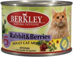 Berkley #5 Adult Cat Rabbit & Berries 4 x 200g  + 2 DĀVANĀ