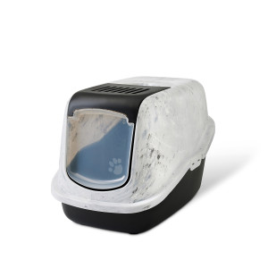 NOBBY Nestor Marble cat toilet home / Marble grey white - kaķu tualete