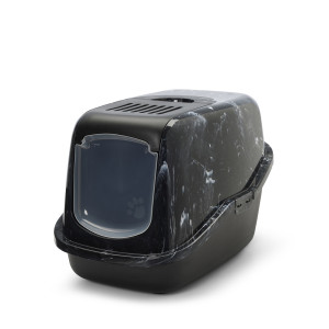 NOBBY Nestor Marble cat toilet home / Marble black white - kaķu tualete
