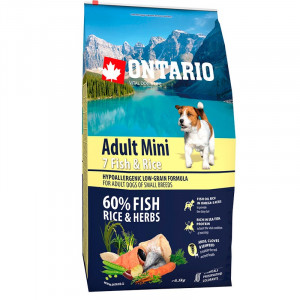 Ontario Dog Adult Mini Fish&Rice- sausā barība suņiem 6.5 kg