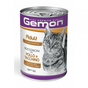 GEMON Cat chunkies Adult  ar vistu/tītaru 415 g