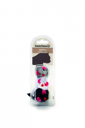 Beeztees plīša pele 3 gb. 9 cm