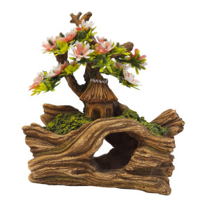 NOBBY Akvārija dekors "Wood with hut" 14.5x9x16.3cm