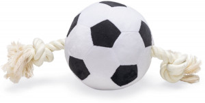 Beeztees rotaļlieta suņiem plīša Futbola bumba ar virvi 27cm