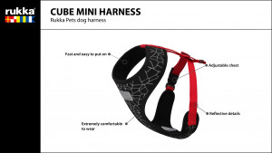 RUKKA iemaukti CUBE MINI L 48-72x32cm/25mm melni/sarkani