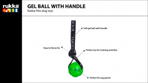 RUKKA rotaļlieta GEL BALL WITH HANDLE - mīksta želejas bumba ar rokturi zaļa