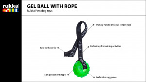 RUKKA rotaļlieta GEL BALL WITH ROPE - mīksta želejas bumba ar virvi zaļa