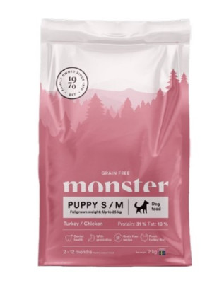 Monster Dog Grain Free Puppy S/M Turhey/Chick 12kg
