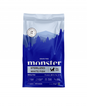 Monster Dog Grein Free Strerilized White Fish 2kg