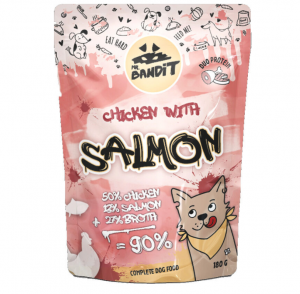 MR.BANDIT konservi suņiem ar vistu, lasi un buljonu 180g x 10