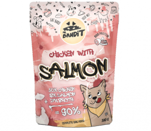MR.BANDIT konservi suņiem ar vistu, lasi un buljonu 380g x 6
