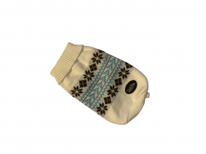 Apģērbs suņiem balts ar zilu un melnu rakstu