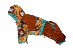 Apģērbs suņiem &ndash; oranžs ar ziediem (meitenei)