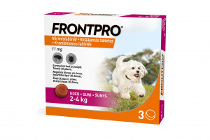 FRONTPRO 11MG KO&Scaron;Ļ TABL SUŅIEM (2-4KG) S N3 (3 tabletes)