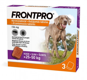 FRONTPRO 136MG KO&Scaron;Ļ TABL SUŅIEM (>25-50KG) XL N1 (1 tabletes)