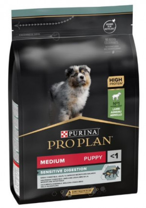 PRO PLAN Medium Puppy Sensitive Digestion OptiDigest - sausā barība kucēniem ar jutīgu gremo&scaron;anu 3kg