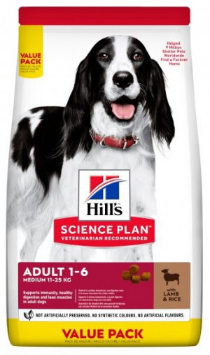 HILLS SP Hill's Science Plan&trade; ADULT MEDIUM LAMB & RICE ar jēru un rīsiem 18kg