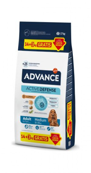 ADVANCE DOG MEDIUM ADULT sausā barība suņiem 14kg + 3kg DĀVANA