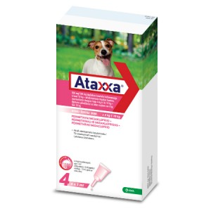 Ataxxa 500 mg/100 mg pretparazitāri pielieni  (pipetes) suņiem 4-10 kg  N4 Cena norādīta par 1gab.