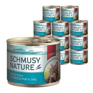 Schmusy Nature Thunfish konservi kaķiem un kaķēniem tuncis želējā 12gab x 185g