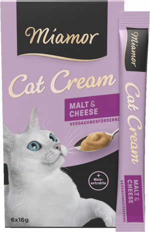Miamor Malt Cream Kase gardums ar sieru kaķiem spalvas izvadī&scaron;anai 6x16g