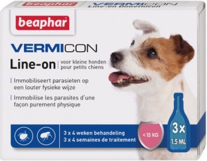 Beaphar IMMO SHIELD LINE-ON DOG "S"  pilieni ar demetikonu pret parazītiem maziem suņiem 3gb x 1.5ml