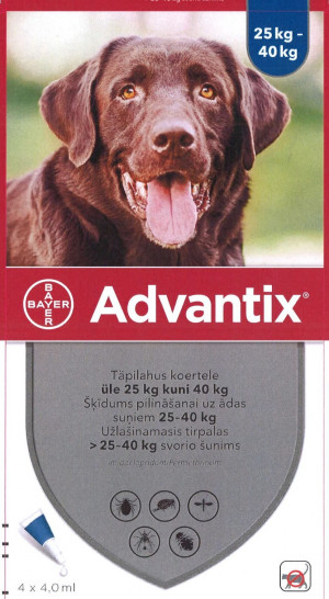 Advantix 2000 mg/400 mg šķīdums (pipetes) pilināšanai uz ādas suņiem 25-40 kg N1