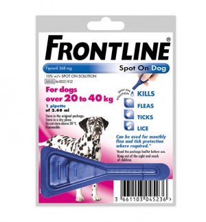 Frontline Spot on Dog 268mg šķīdums (pipetes) pilināšanai uz ādas suņiem 20-40 kg 1gb