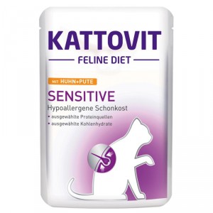 Kattovit Sensitive Huhn diētiskā konservēta barība kaķiem ar pārtikas alerģijām 85g