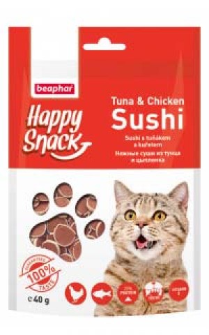 Beaphar Tuna&Chicken Sushi for Cat "Aplīši ar tunci un vistas gaļu" 40g