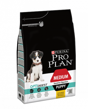PRO PLAN Medium Puppy Sensitive Digestion OptiDigest - sausā barība kucēniem ar jutīgu gremošanu 3kg