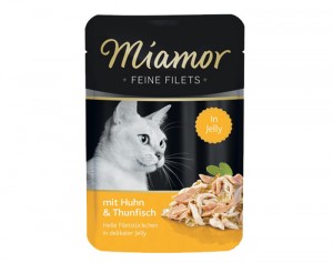 Miamor Feine Fillets 100g Filejas gabaliņi želejā ar tunci un vistu