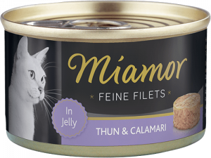 Miamor Feine Fillets 100g Filejas gabaliņi želejā ar tunci un kalmāriem
