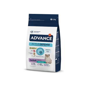 ADVANCE CAT STERILIZED HAIRBALL TURKEY & RICE sausā barība kaķiem  1.5 kg