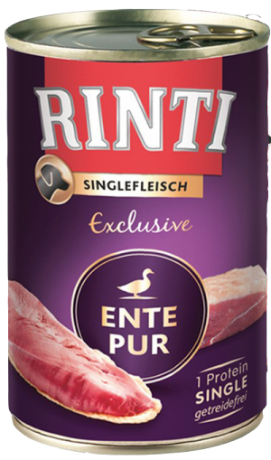 Rinti Singlefleisch Exclusive "Ente Pur" konservi suņiem ar pārtikas alerģijām 400g